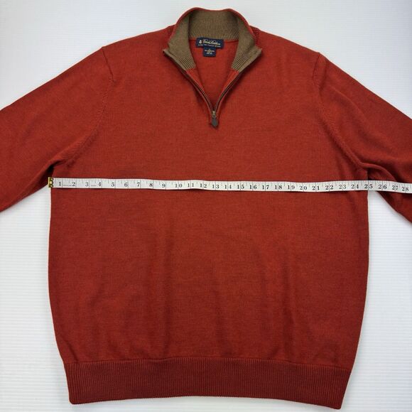 Brooks Brothers Merino Wool 1/4 Zip Sweater Men’s XL Burnt Orange Rust Pullover - Picture 7 of 10
